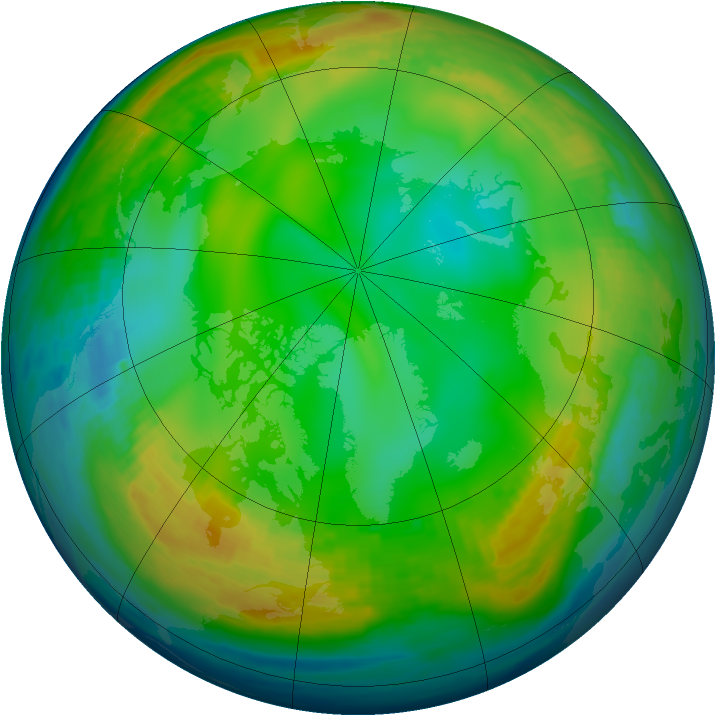 Arctic ozone map for 21 December 1989